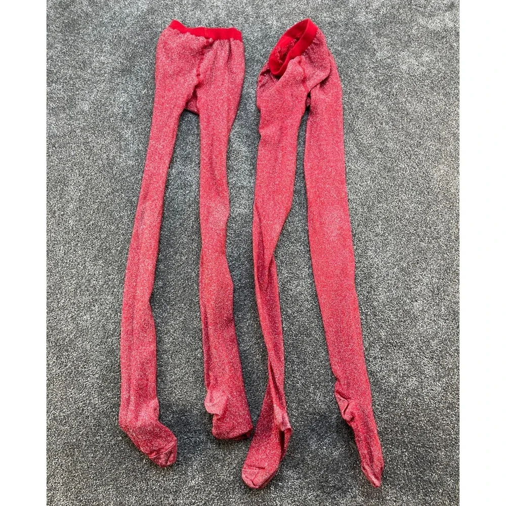 Hanna Andersson Knit Tights Lot‎ of 2 Size 150 US 12 Red Christmas Holiday